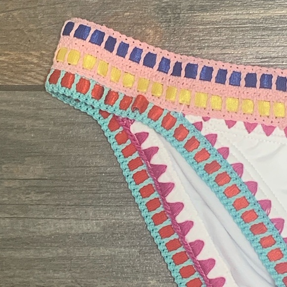 NWT Bar III Weave It Cheeky Bikini Swimsuit Bottoms Large or XL White Embroidery - Picture 8 of 9